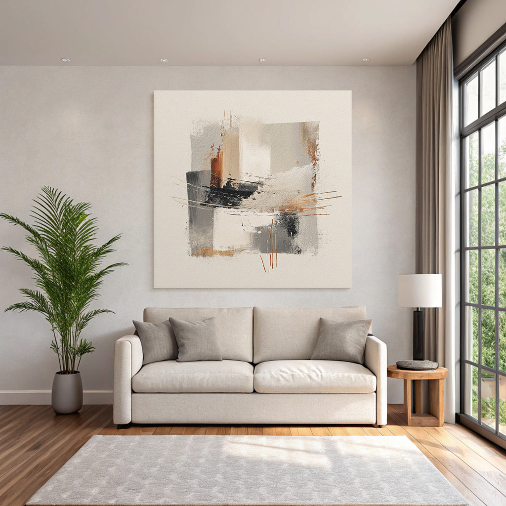 Abstract Artwork Gray White Orange