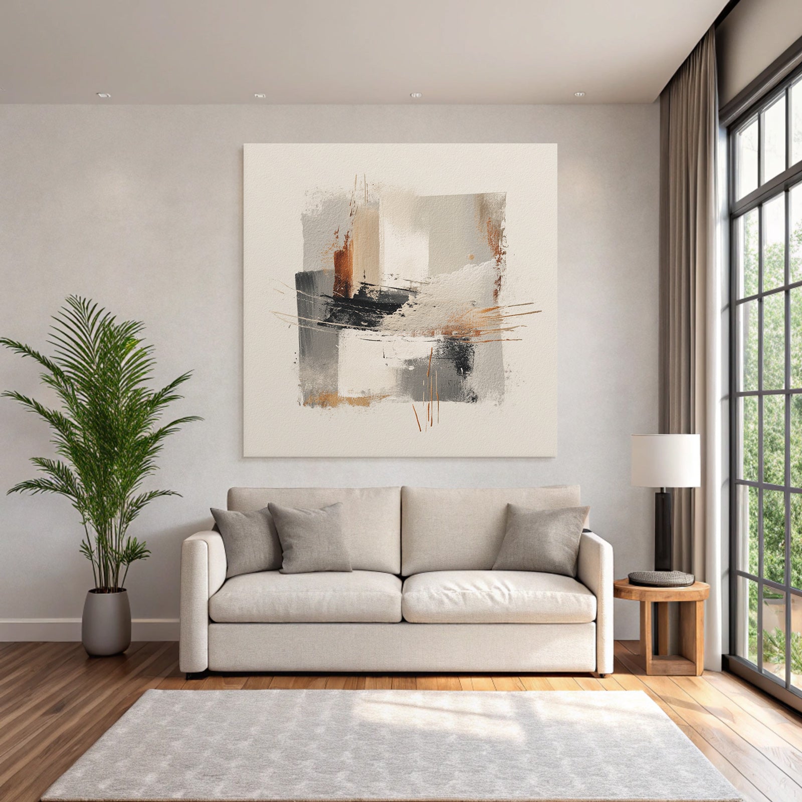 Abstract Artwork Gray White Orange
