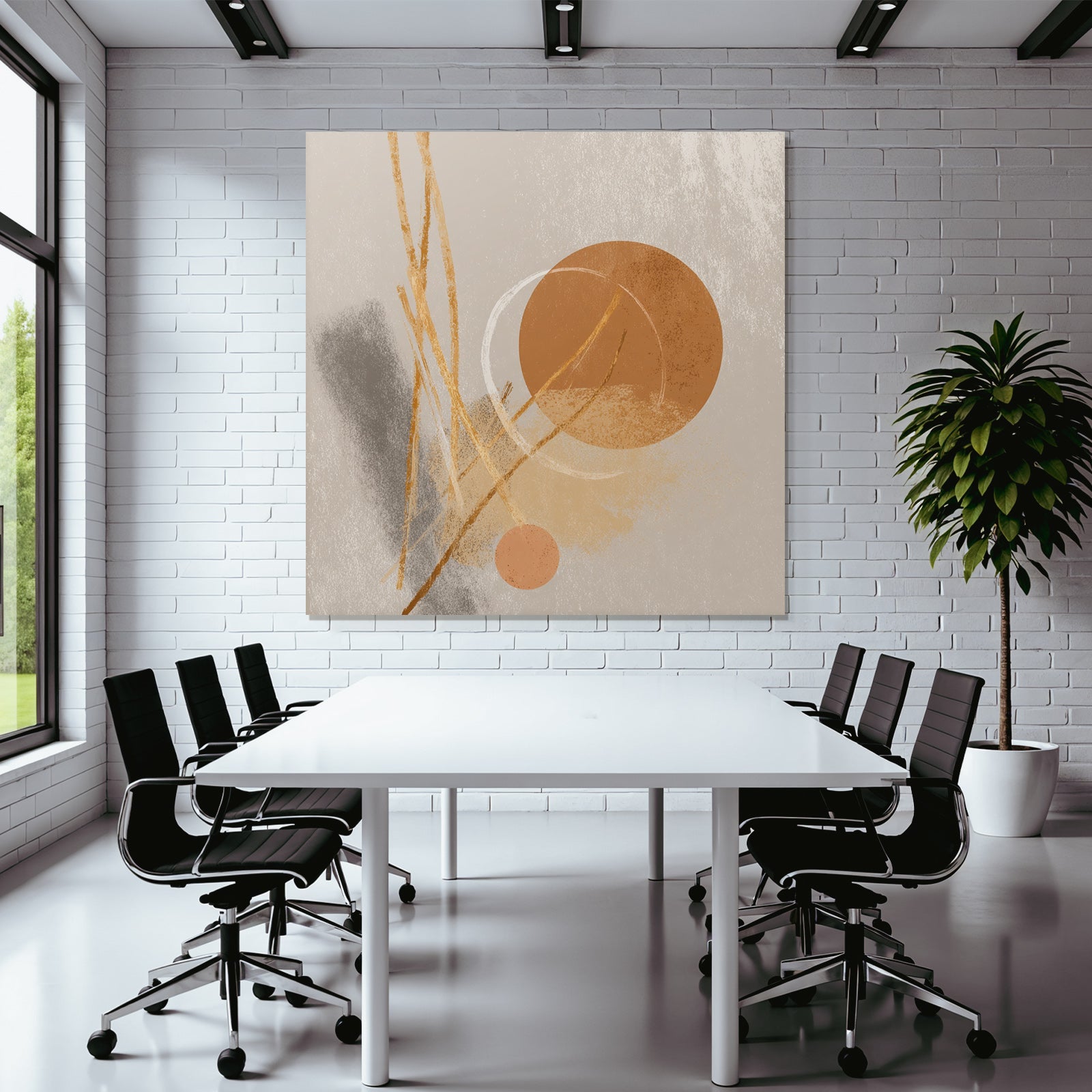 Abstract Artwork Muted Colors Shapes Lines