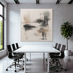 Abstract Artwork Soft Colors Brush Strokes Serene Scene Square Format