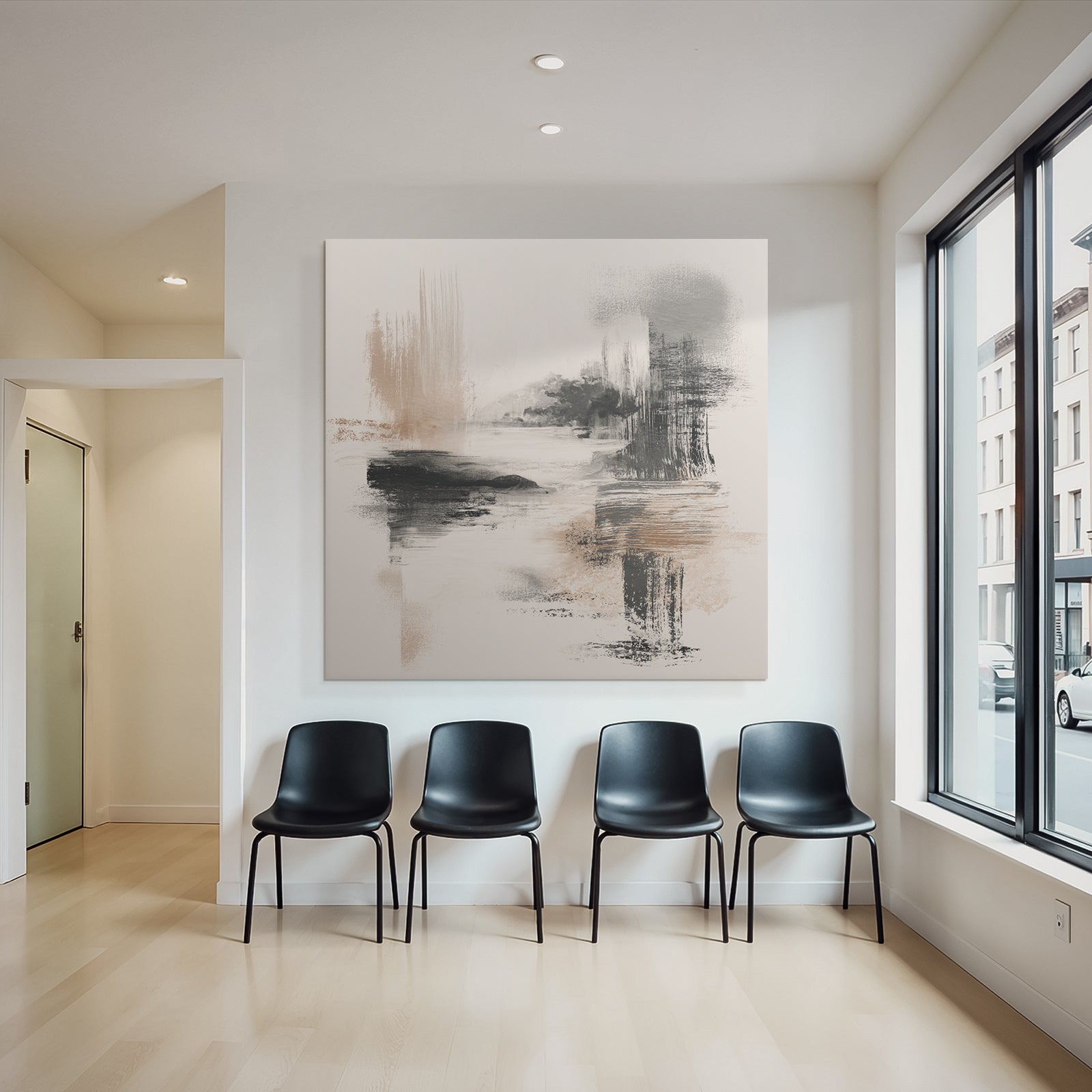 Abstract Artwork Soft Colors Brush Strokes Serene Scene Square Format