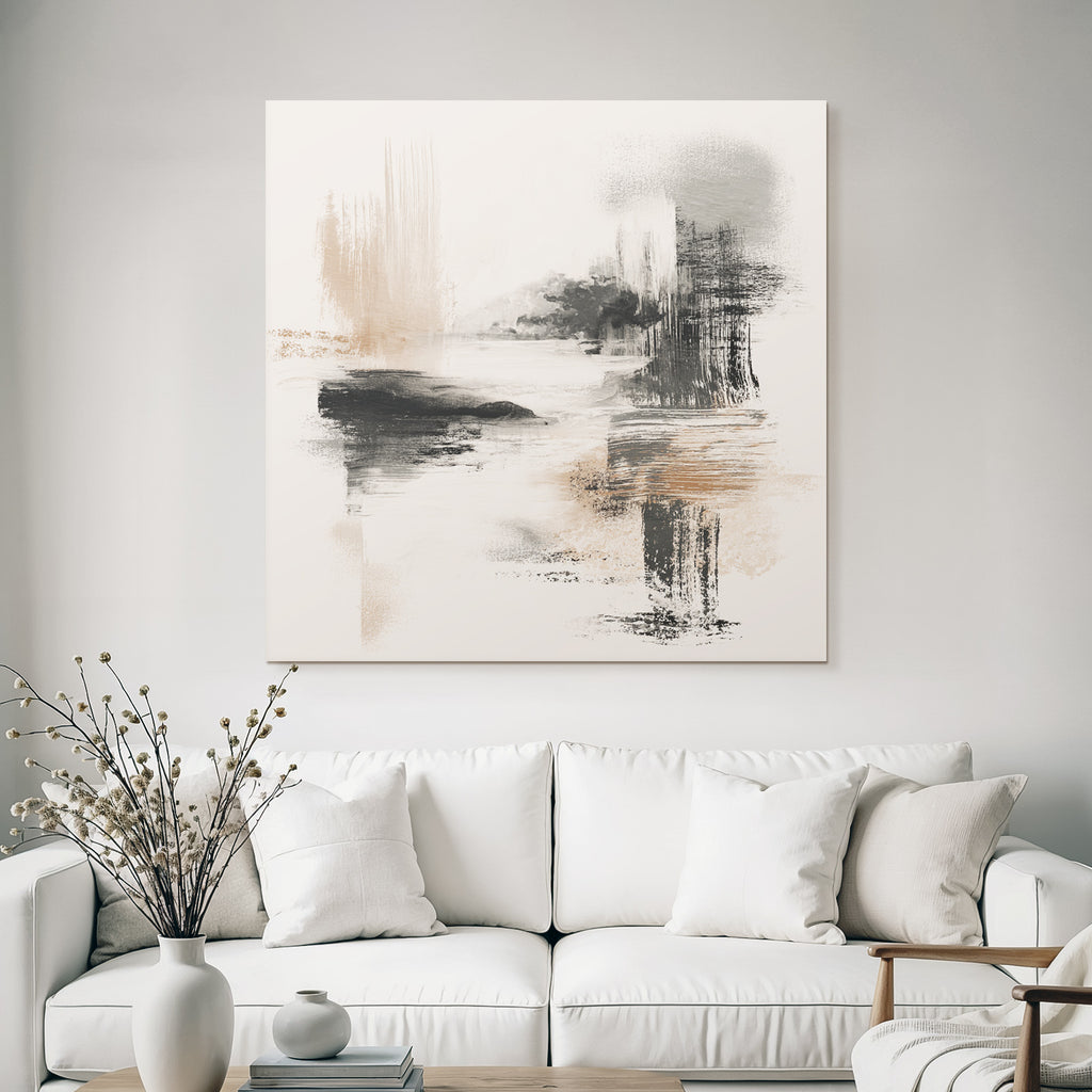 Abstract Artwork Soft Colors Brush Strokes Serene Scene Square Format