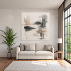 Abstract Artwork Soft Colors Brush Strokes Serene Scene Square Format