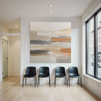 Abstract Artwork Soft Colors Brushstrokes Beige Gray Orange Linear Elements