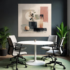 Abstract Artwork Vase Foliage Geometric Shapes Minimalistic Color Palette