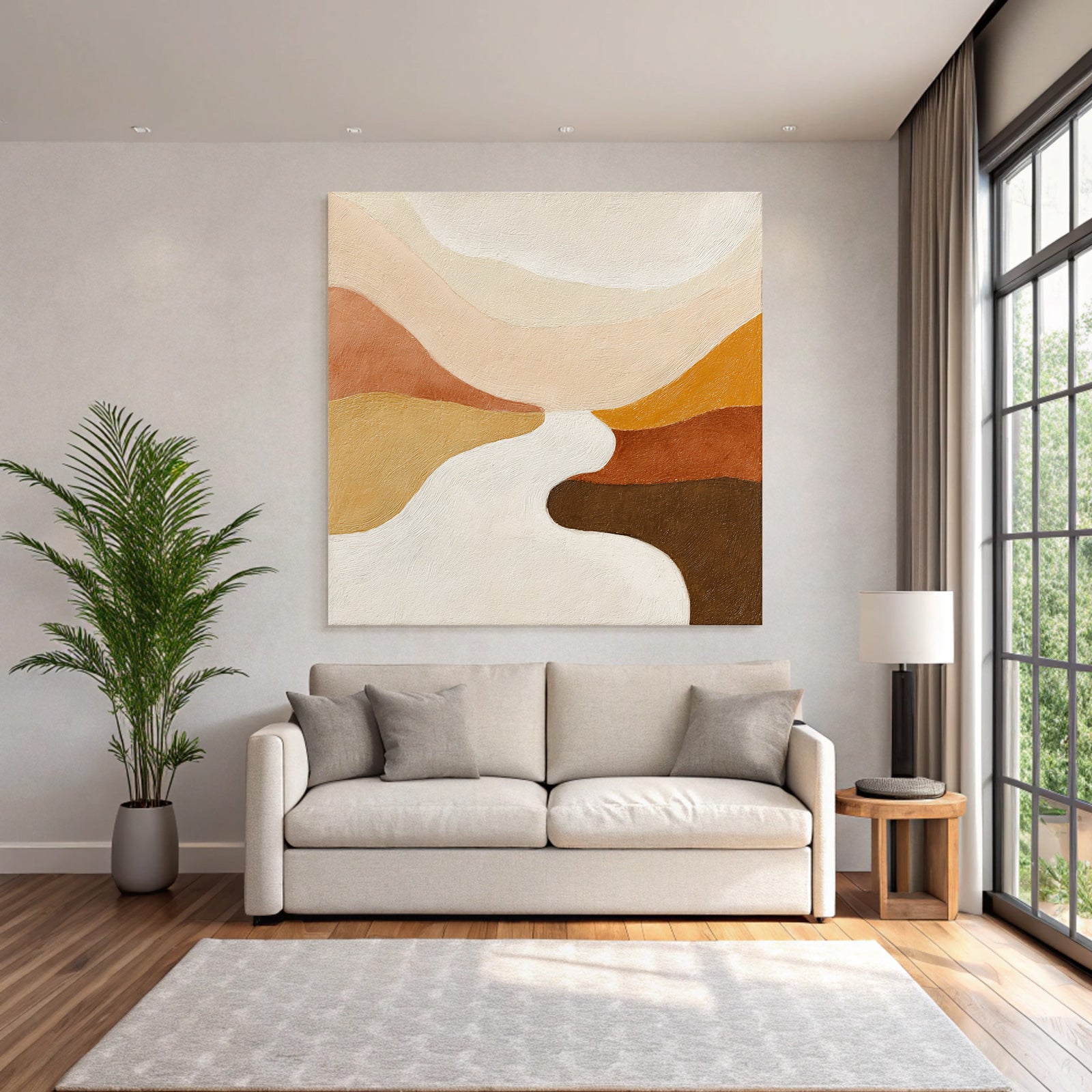 Abstract Artwork Warm Colors Fluid Shapes Landscape