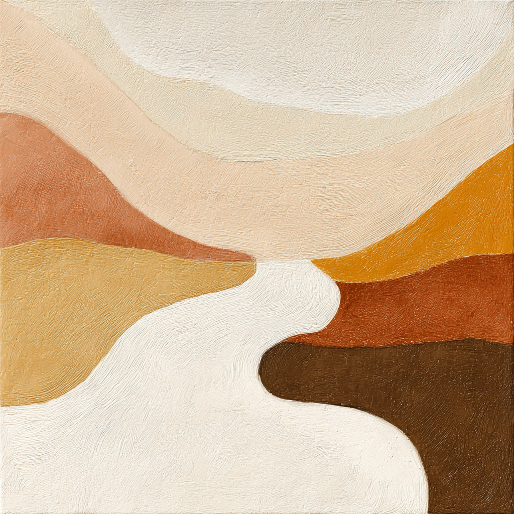 Abstract Artwork Warm Colors Fluid Shapes Landscape | Japandi | Einrichtungsstile