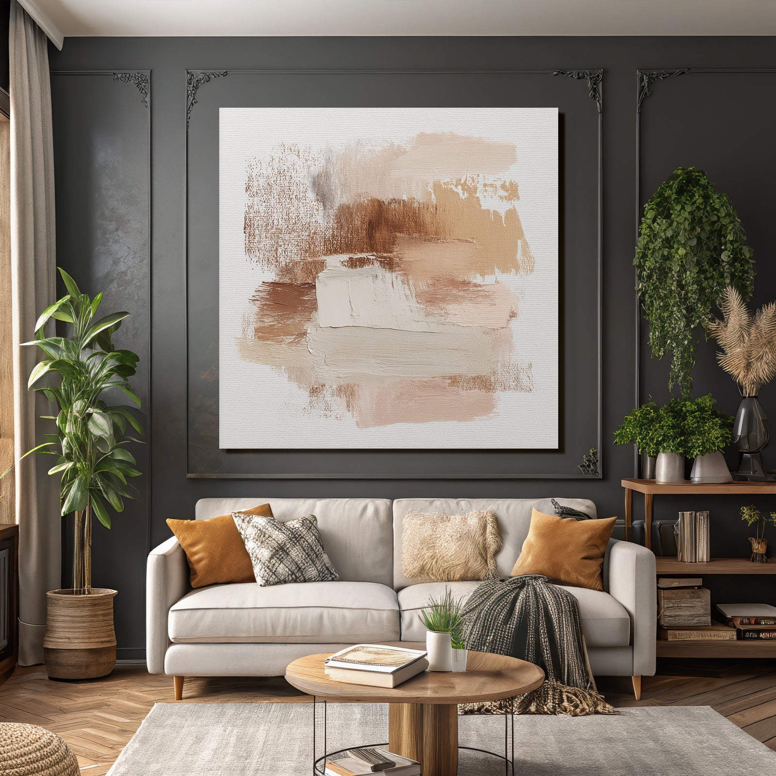 Abstract Composition Earthy Colors Brushstroke Texture Canvas