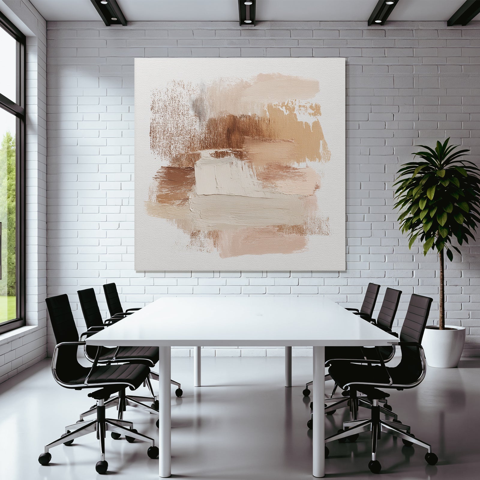 Abstract Composition Earthy Colors Brushstroke Texture Canvas
