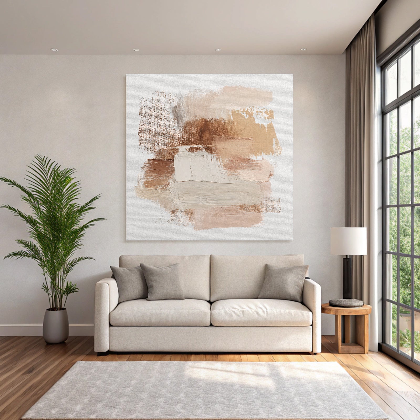 Abstract Composition Earthy Colors Brushstroke Texture Canvas