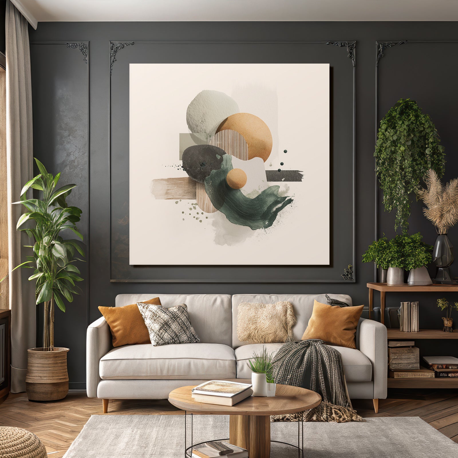 Abstract Composition Various Shapes Textures Muted Color Palette