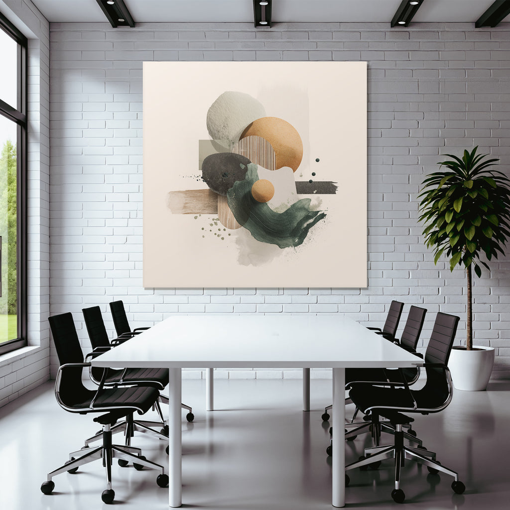 Abstract Composition Various Shapes Textures Muted Color Palette