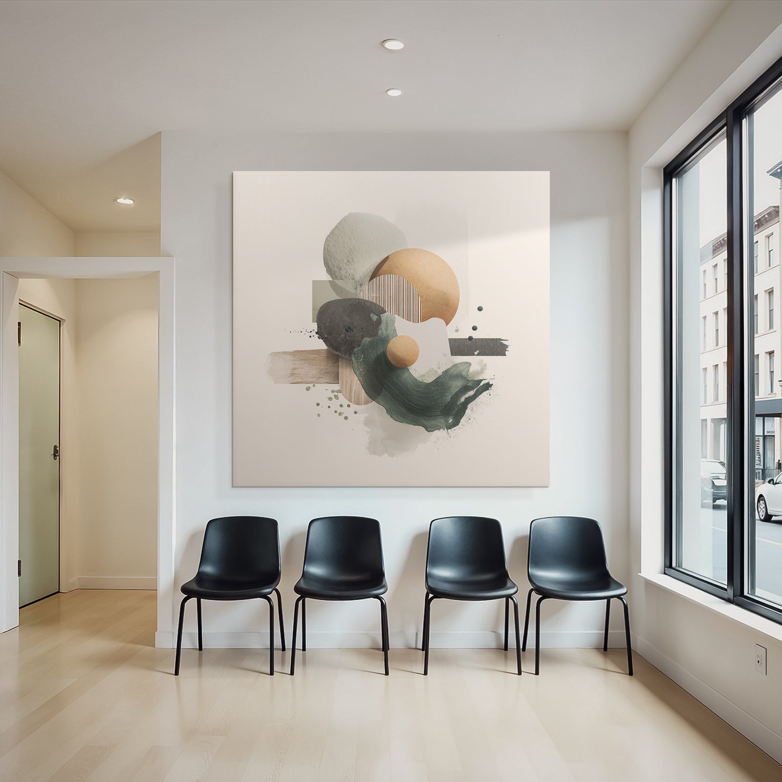Abstract Composition Various Shapes Textures Muted Color Palette