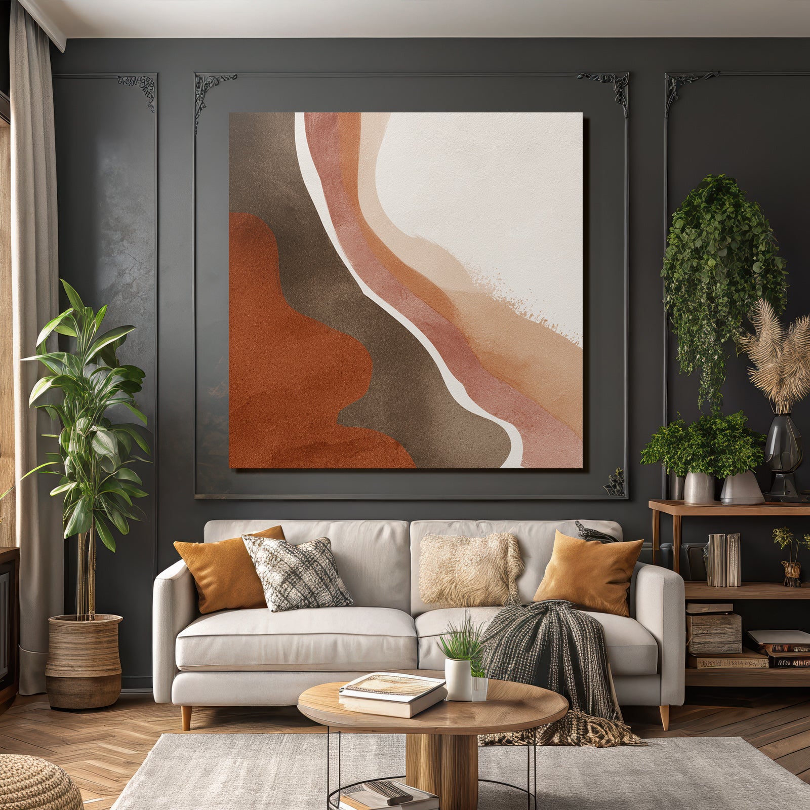 Abstract Design Earthy Shapes Brown Terracotta Cream