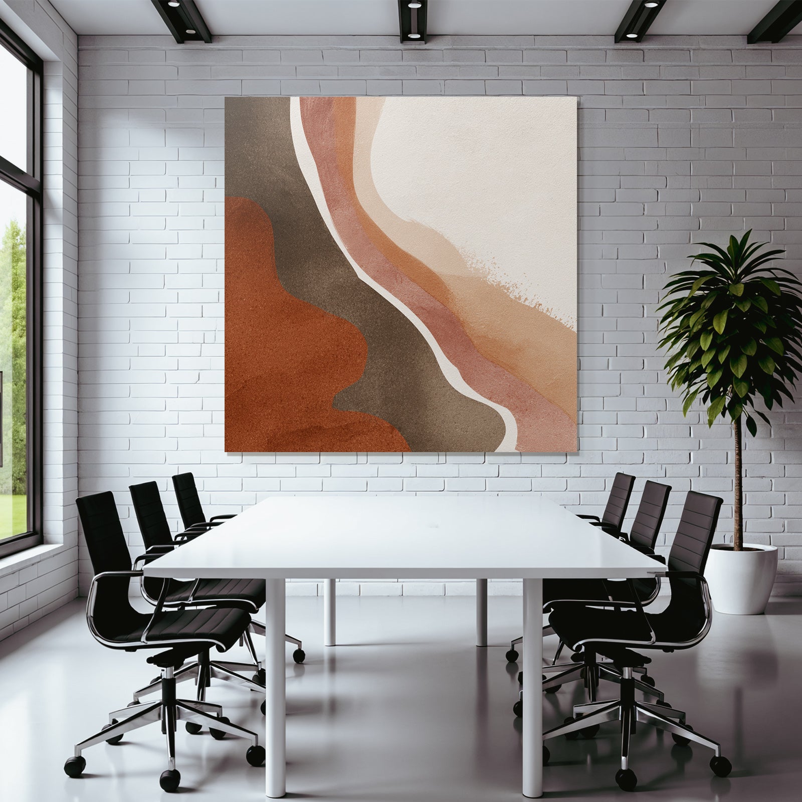 Abstract Design Earthy Shapes Brown Terracotta Cream