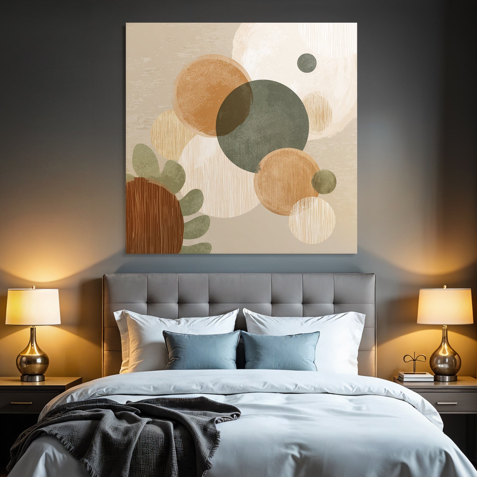 Abstract Design Earthy Tones Circles Shapes Textured Layers