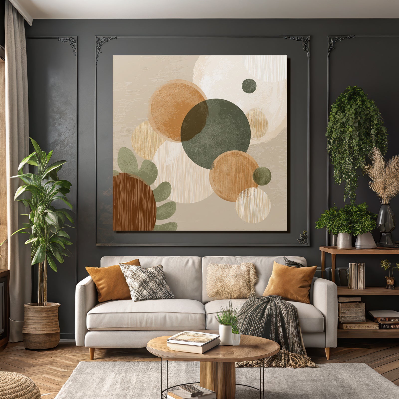 Abstract Design Earthy Tones Circles Shapes Textured Layers