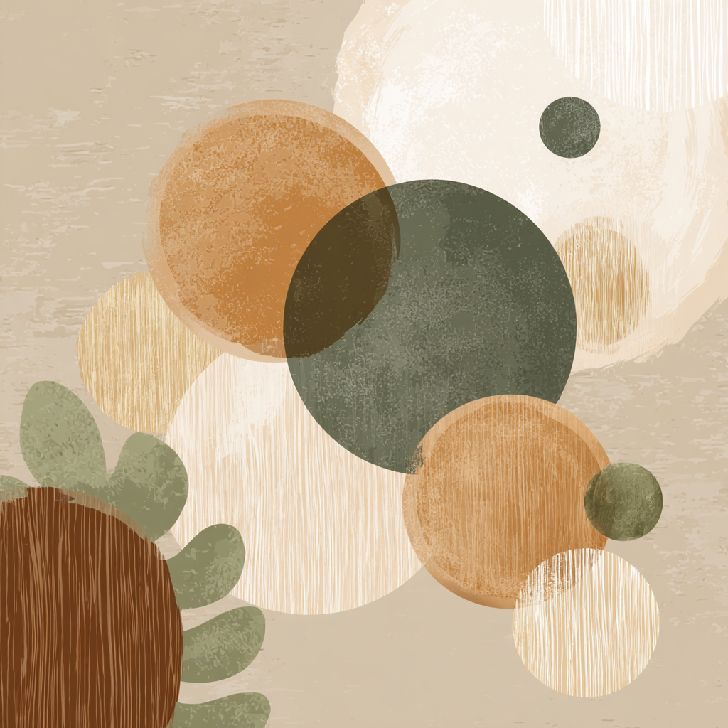 Abstract Design Earthy Tones Circles Shapes Textured Layers | Japandi | Einrichtungsstile