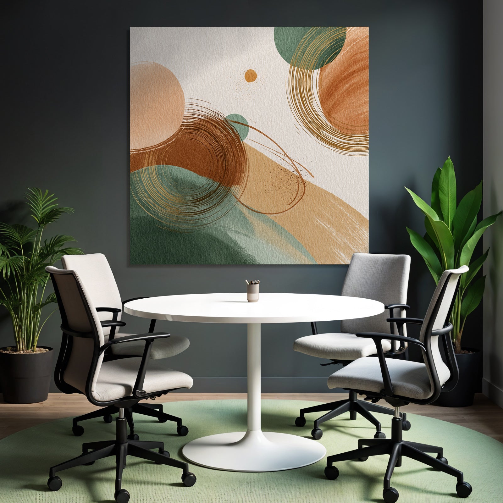 Abstract Design Earthy Tones Shapes Colors Circle Brush Strokes