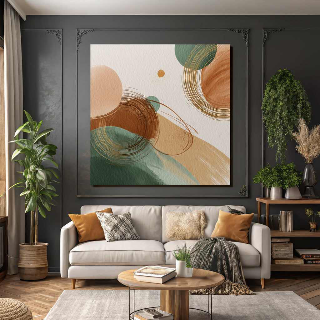 Abstract Design Earthy Tones Shapes Colors Circle Brush Strokes
