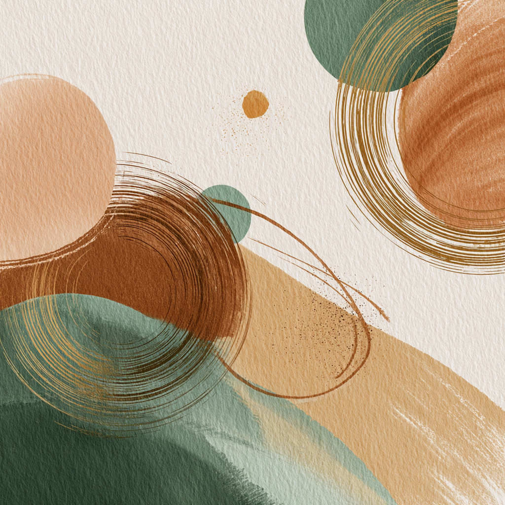 Abstract Design Earthy Tones Shapes Colors Circle Brush Strokes | Japandi | Einrichtungsstile