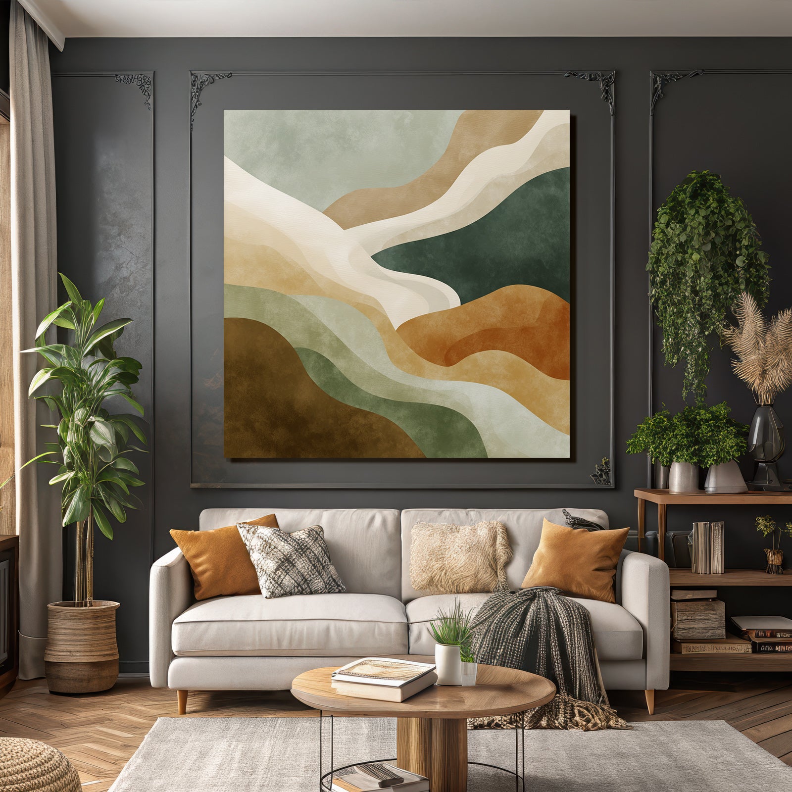 Abstract Design Flowing Shapes Muted Colors Natural Landscapes
