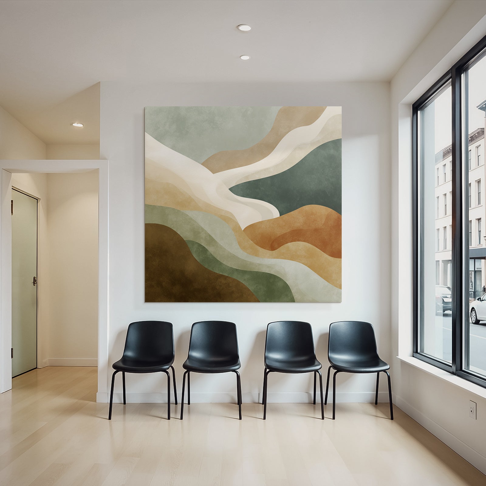 Abstract Design Flowing Shapes Muted Colors Natural Landscapes
