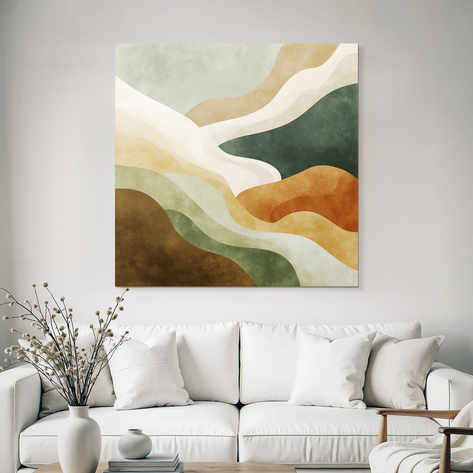 Abstract Design Flowing Shapes Muted Colors Natural Landscapes
