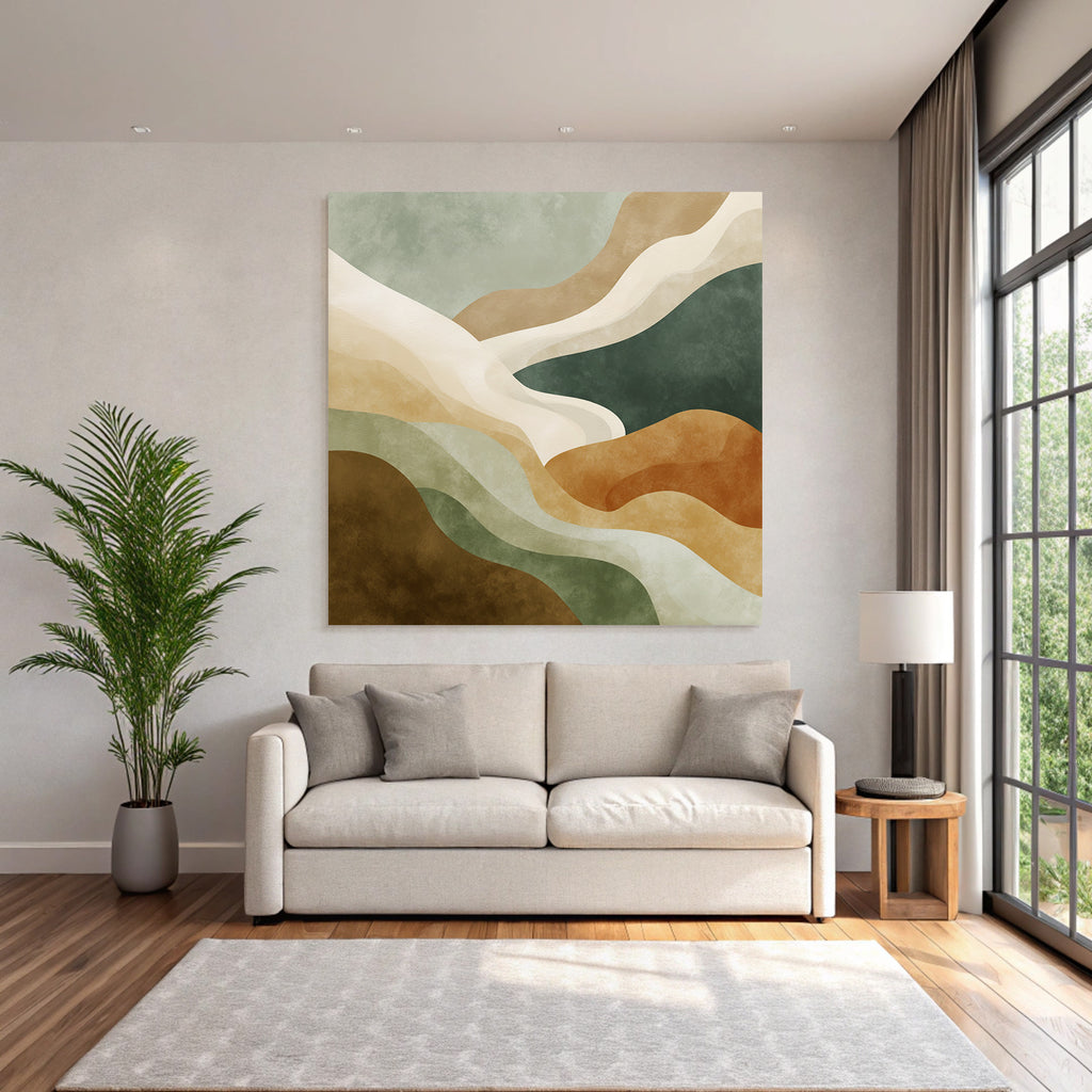 Abstract Design Flowing Shapes Muted Colors Natural Landscapes