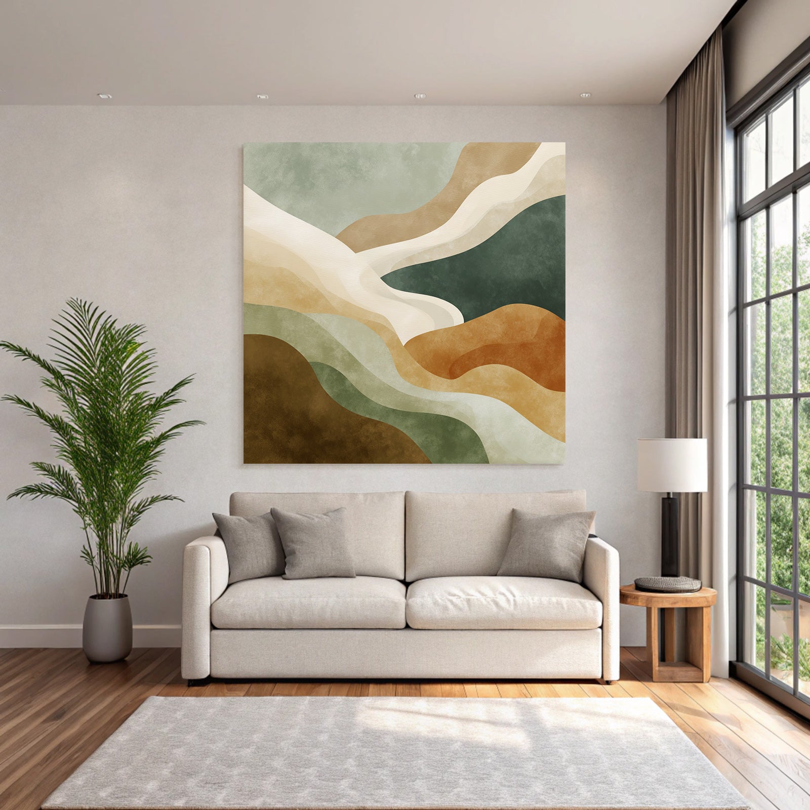 Abstract Design Flowing Shapes Muted Colors Natural Landscapes