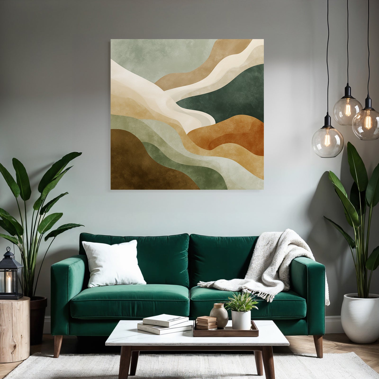 Abstract Design Flowing Shapes Muted Colors Natural Landscapes