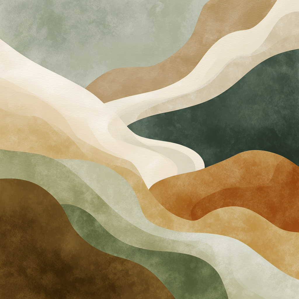 Abstract Design Flowing Shapes Muted Colors Natural Landscapes | Japandi | Einrichtungsstile