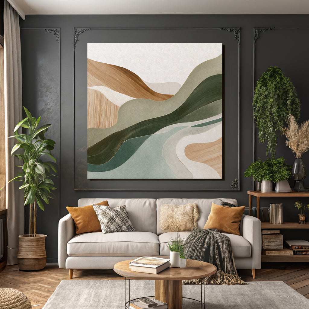 Abstract Earthy Wavy Lines Shapes Modern Artistic Style