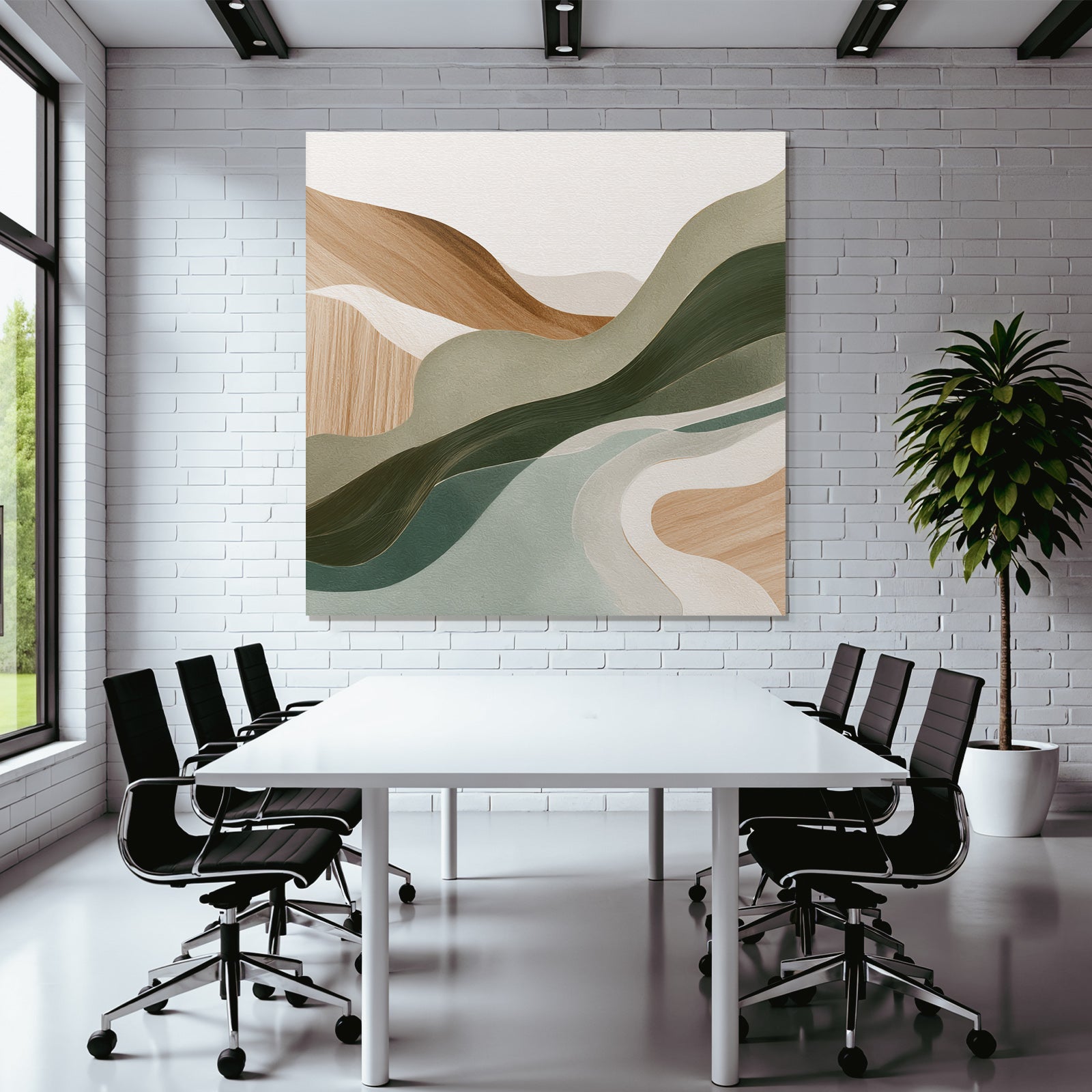 Abstract Earthy Wavy Lines Shapes Modern Artistic Style