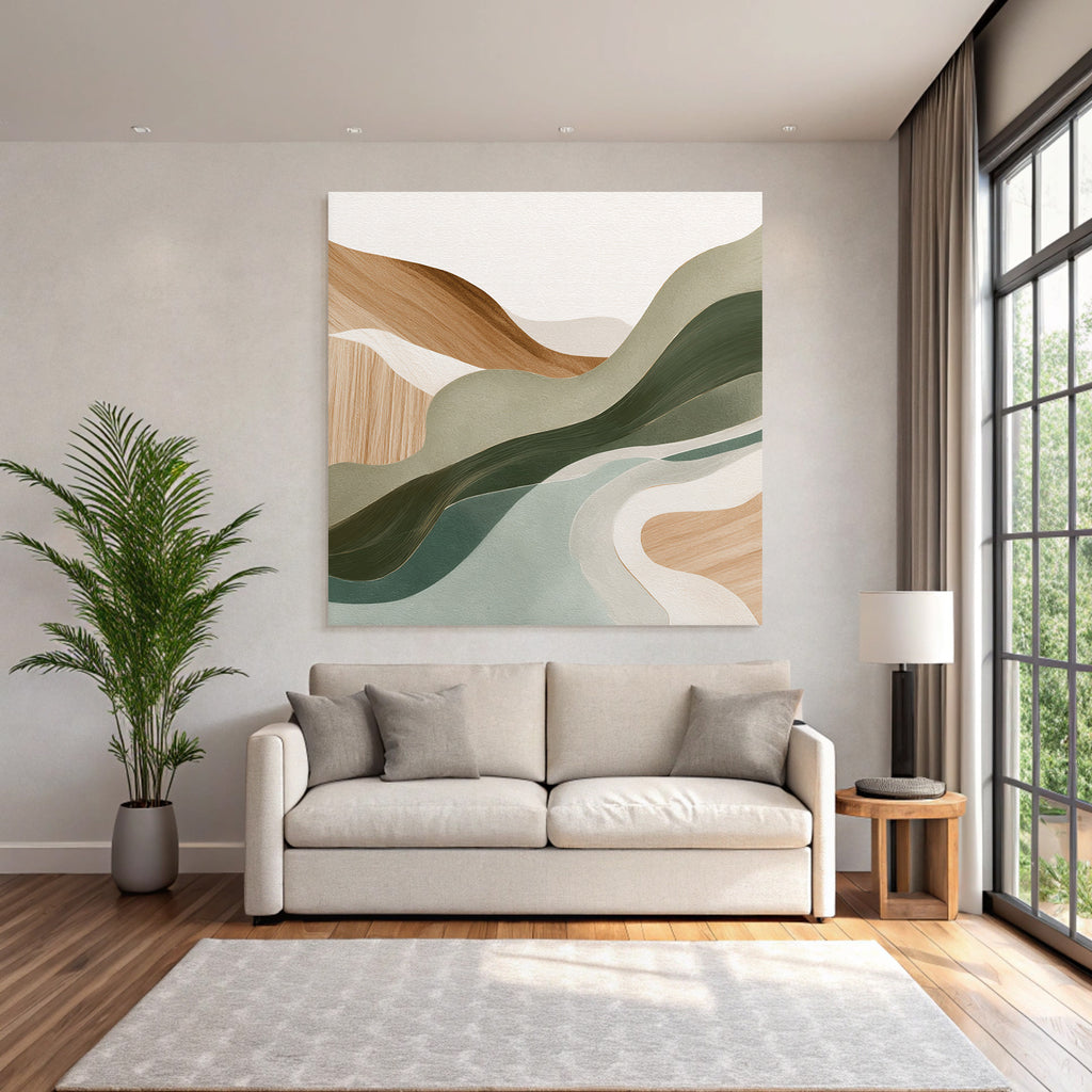 Abstract Earthy Wavy Lines Shapes Modern Artistic Style