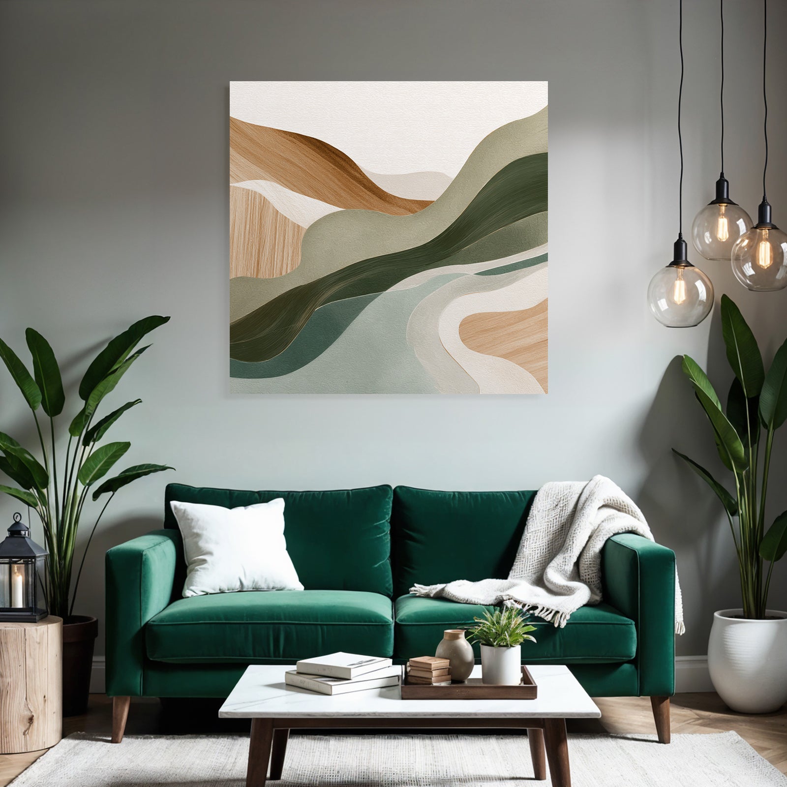 Abstract Earthy Wavy Lines Shapes Modern Artistic Style