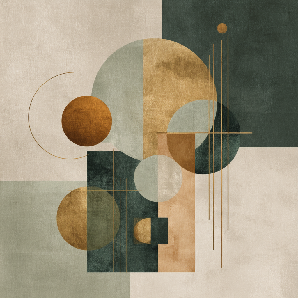 Abstract Geometric Artwork Muted Colors | Japandi | Einrichtungsstile