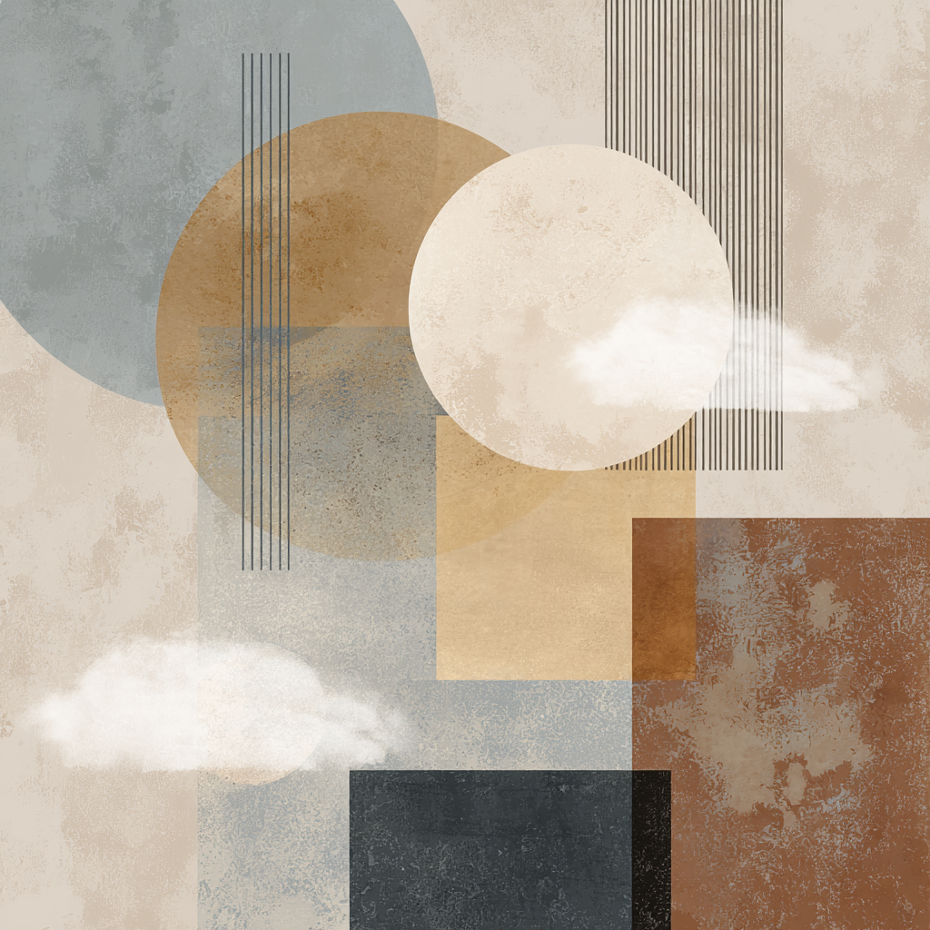Abstract Geometric Design Muted Colors Textured Background | Japandi | Einrichtungsstile