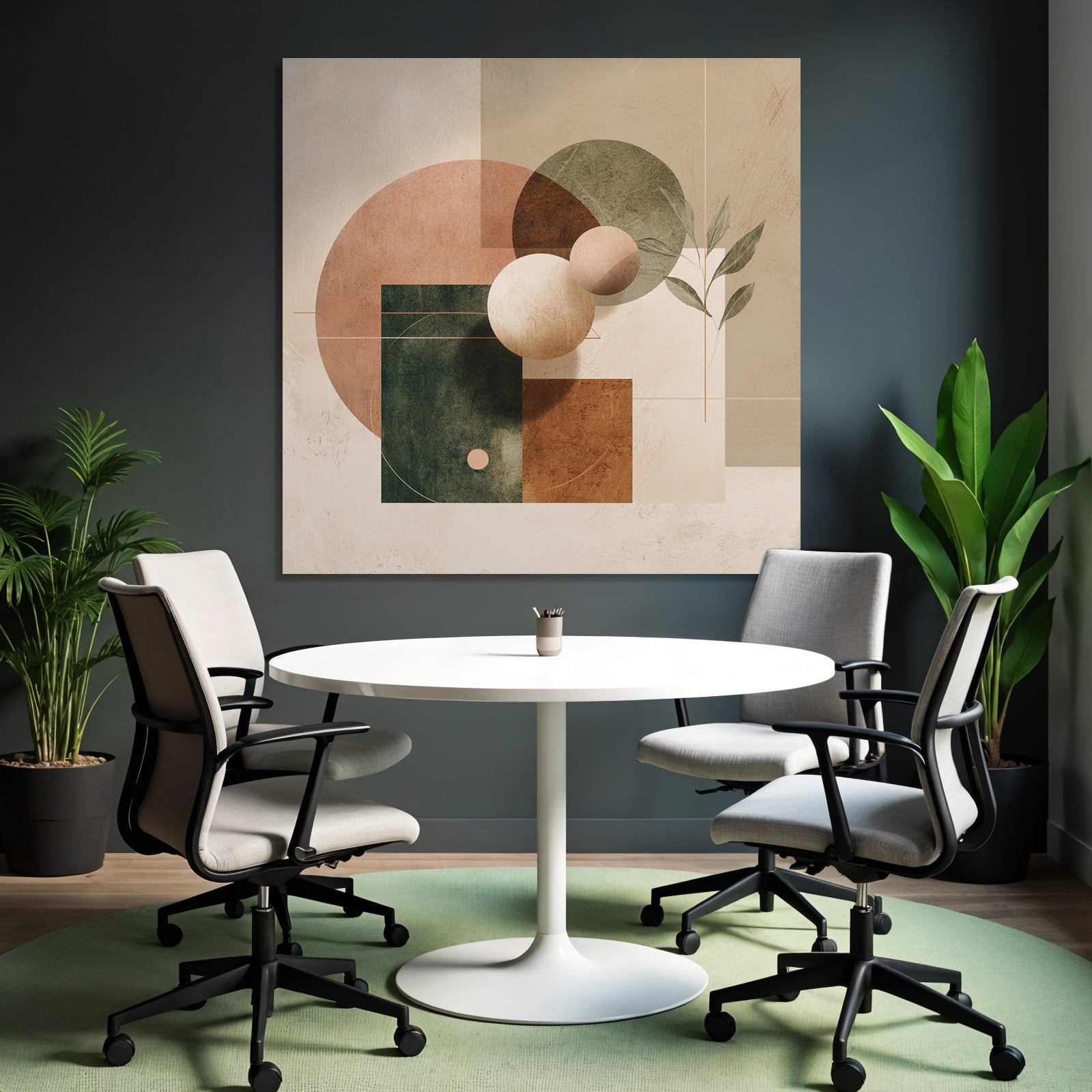 Abstract Geometric Leaves Composition Earthy Tones