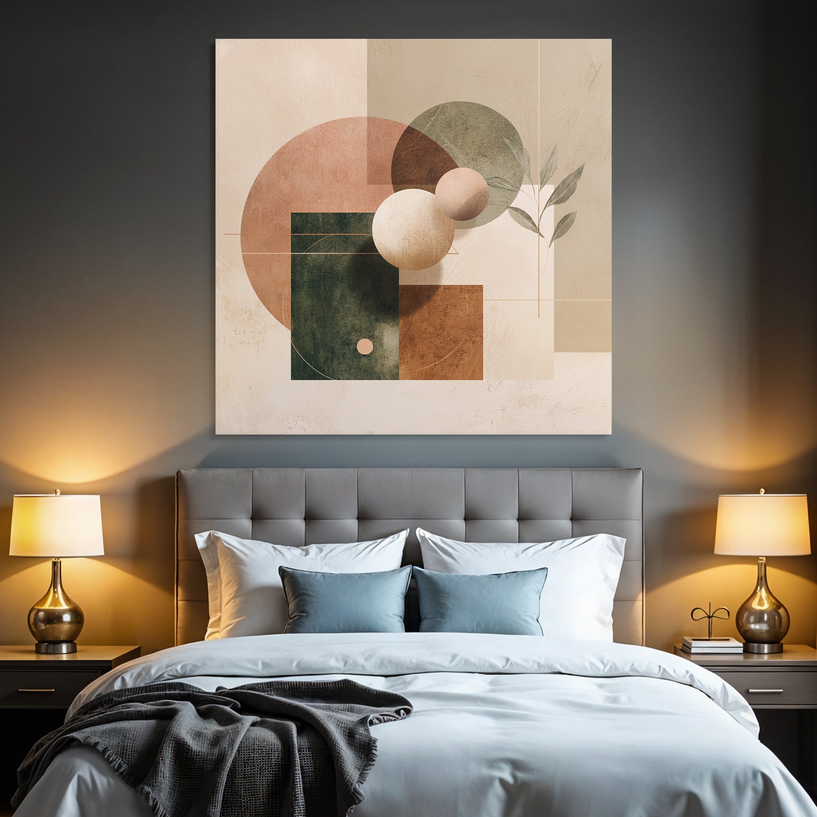 Abstract Geometric Leaves Composition Earthy Tones