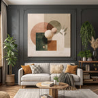 Abstract Geometric Leaves Composition Earthy Tones