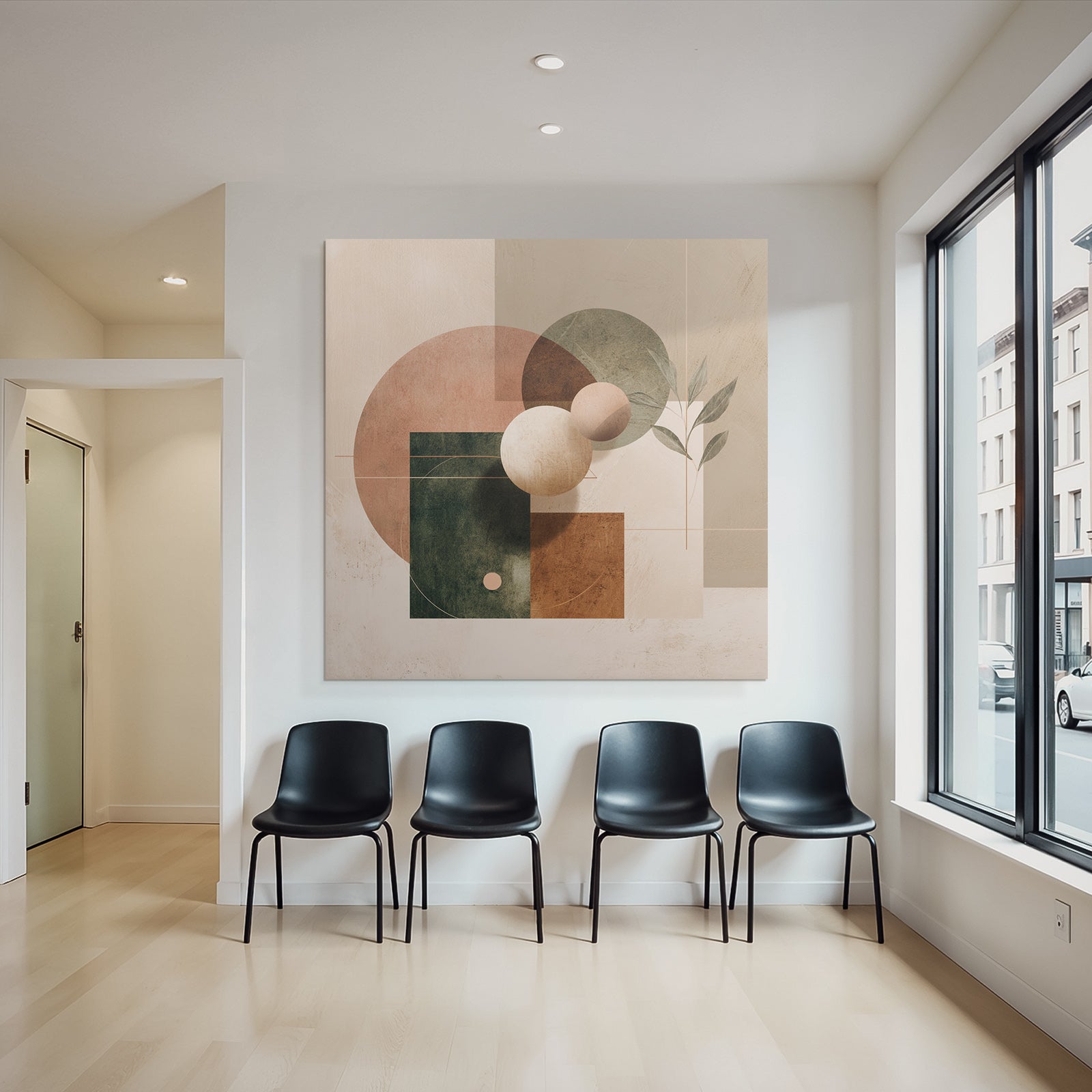 Abstract Geometric Leaves Composition Earthy Tones