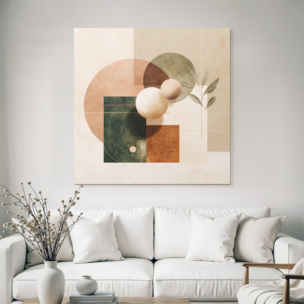 Abstract Geometric Leaves Composition Earthy Tones
