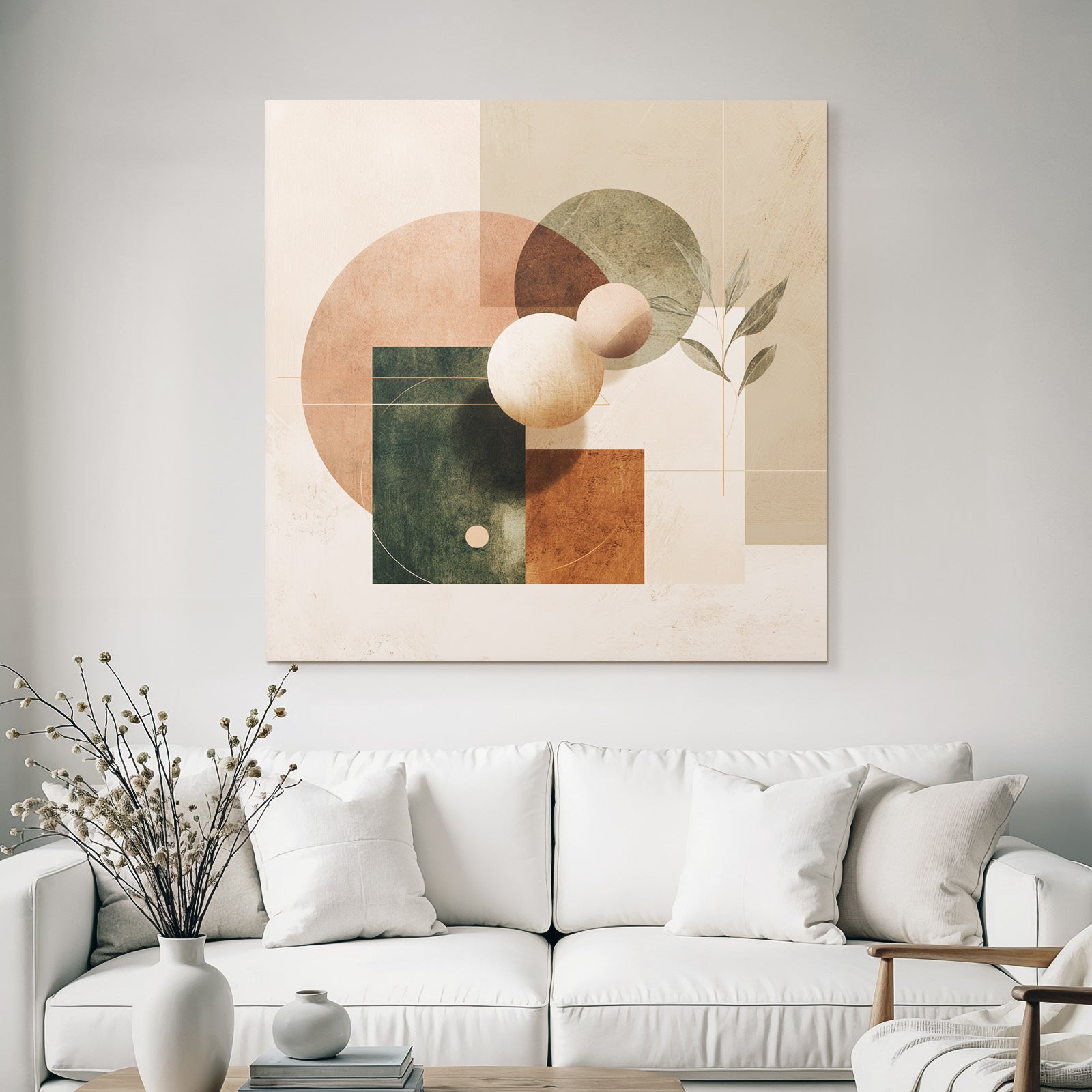 Abstract Geometric Leaves Composition Earthy Tones