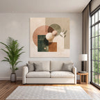 Abstract Geometric Leaves Composition Earthy Tones