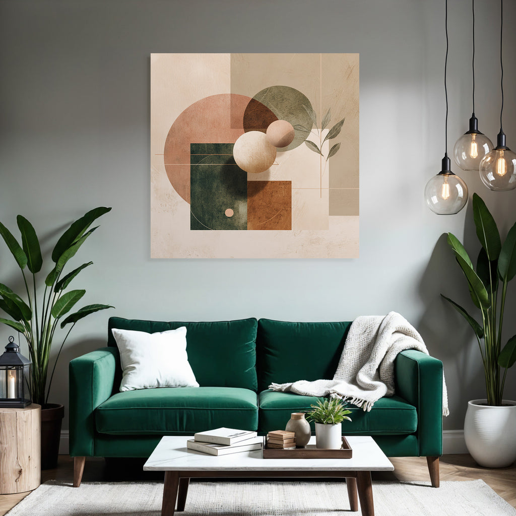 Abstract Geometric Leaves Composition Earthy Tones