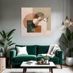 Abstract Geometric Leaves Composition Earthy Tones