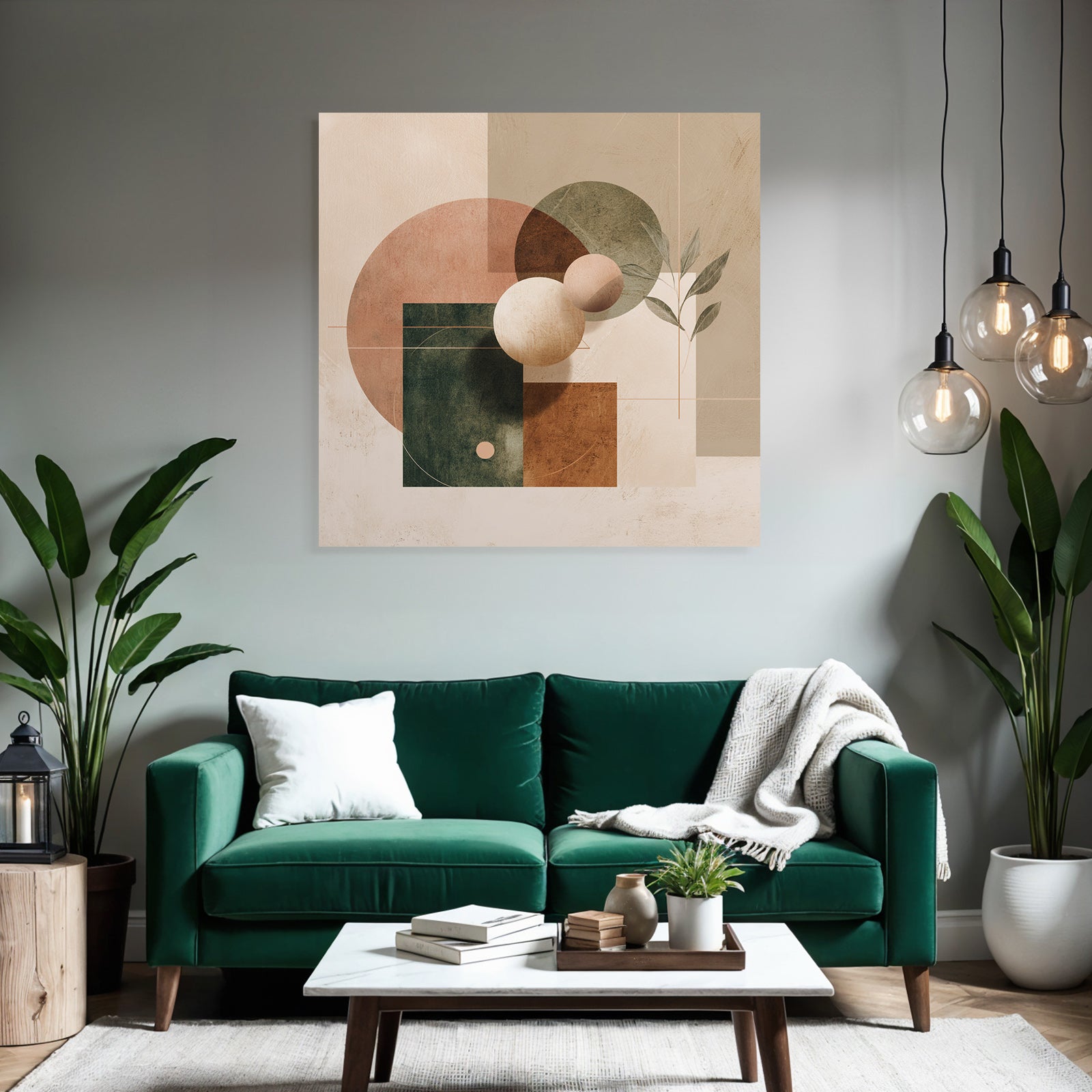 Abstract Geometric Leaves Composition Earthy Tones