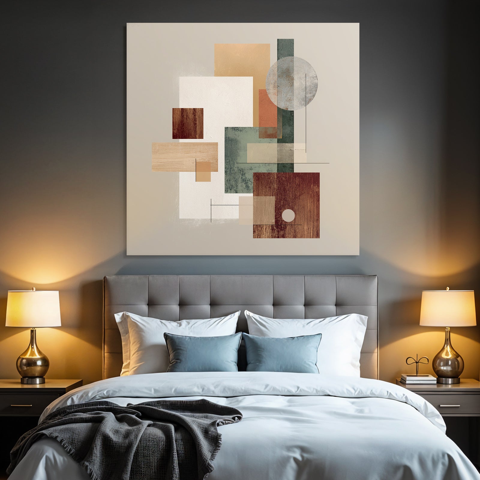 Abstract Geometric Shapes Composition Earthy Tones Harmonious Aesthetic