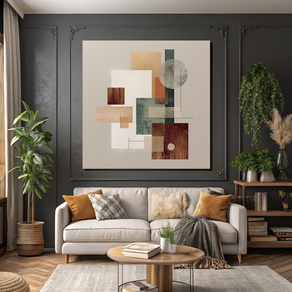 Abstract Geometric Shapes Composition Earthy Tones Harmonious Aesthetic